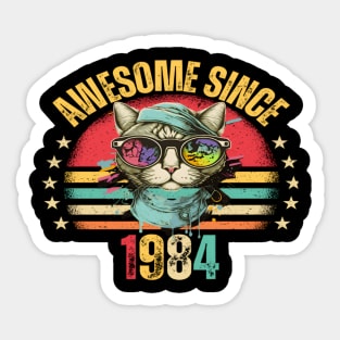 40th Birthday shirt 40 Year Old Cat Lover Awesome Since 1984 Sticker